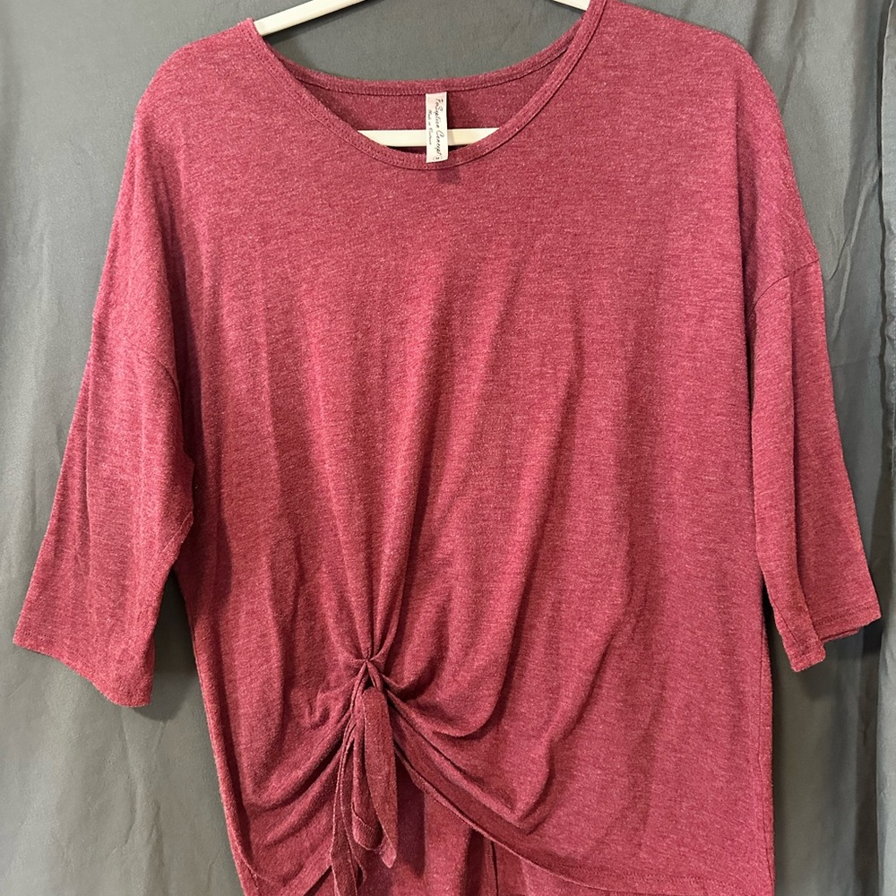 PerSeption Concept Maroon Twist Front Long Sleeve Top